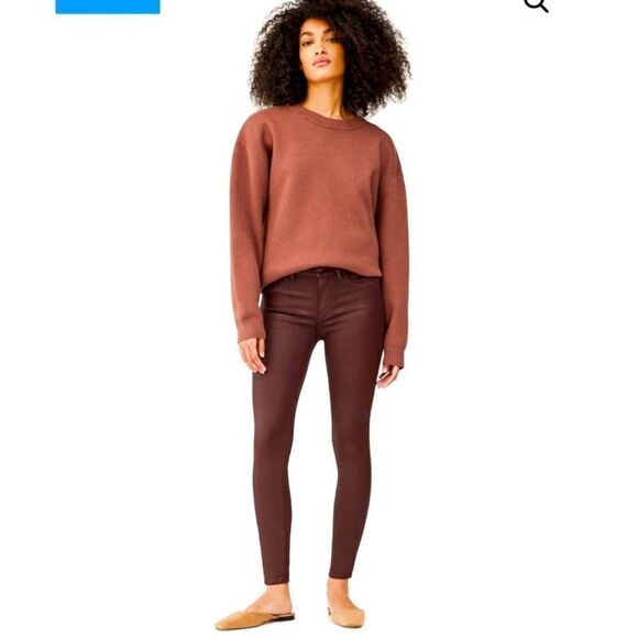 DL1961 Florence Instasculpt Coated Skinny Ankle Jeans in London Merlot 27 - Picture 3 of 7